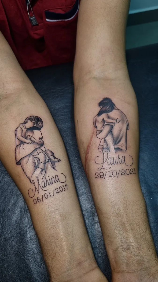 Tatuagem afetiva pai e filhas Palivo Tattoo